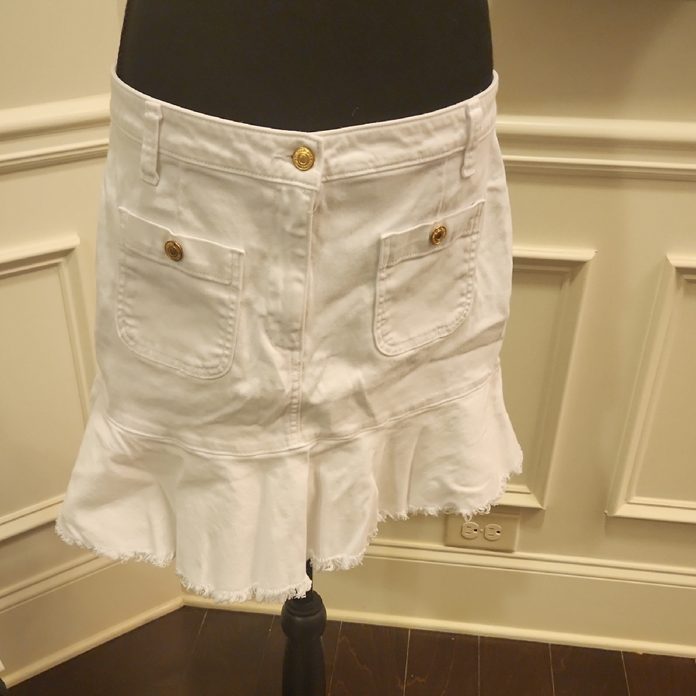 Michael Kors White Skirt with Gold Accents